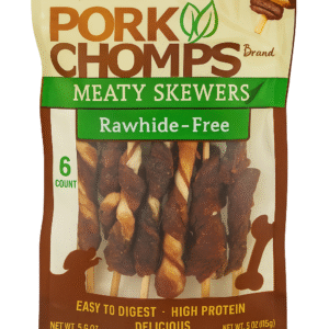 Premium Pork Chomps Meaty Skewers Rawhide-Free Dog Chews